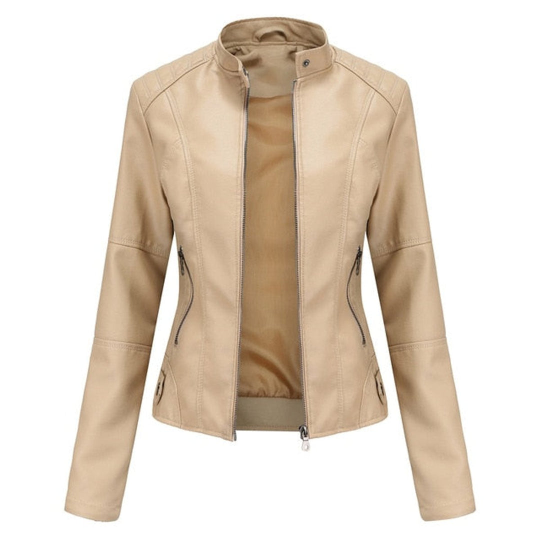 Helen | Raffinierte Stehkragen-Motorradjacke
