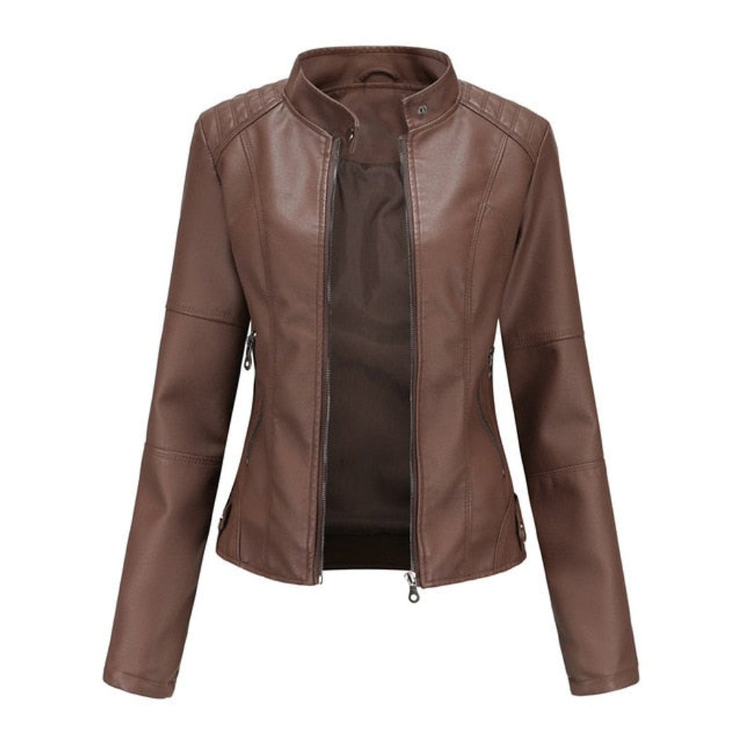 Helen | Raffinierte Stehkragen-Motorradjacke