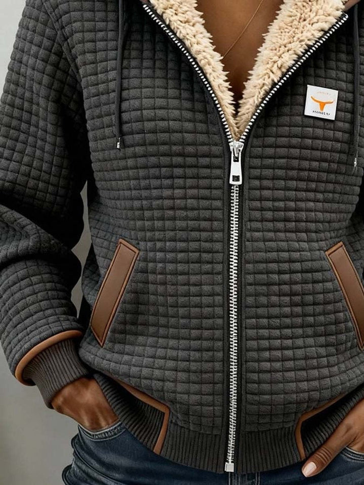 Sandra | Sherpa-Fleecegefütterte Steppjacke mit Reißverschluss und Kapuze